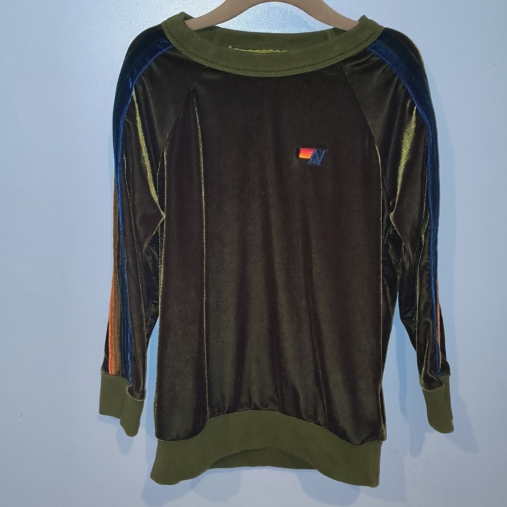 Aviator Nation Kids Velvet Rainbow Stripe Sweatshirt Size 8